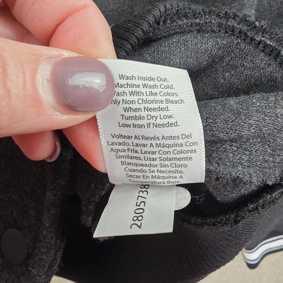 George Mens XL Varsity Jacket Black & White Striped Collar Polyester - Picture 6 of 8